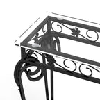 Konsolentisch aus Glas und Metall mit Stauraum
