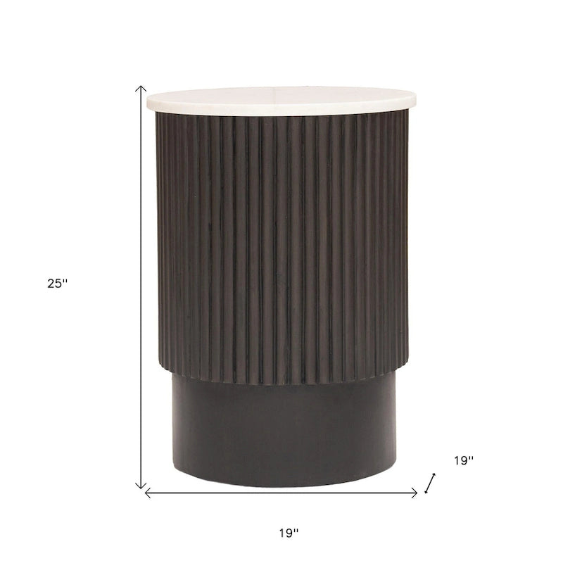 25" schwarz-weißer Beistelltisch aus Massivholz