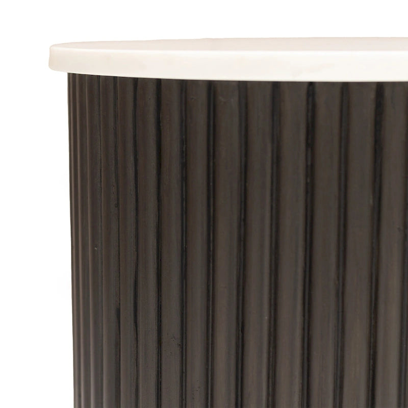 Mesa auxiliar de madera maciza negra y blanca de 25"