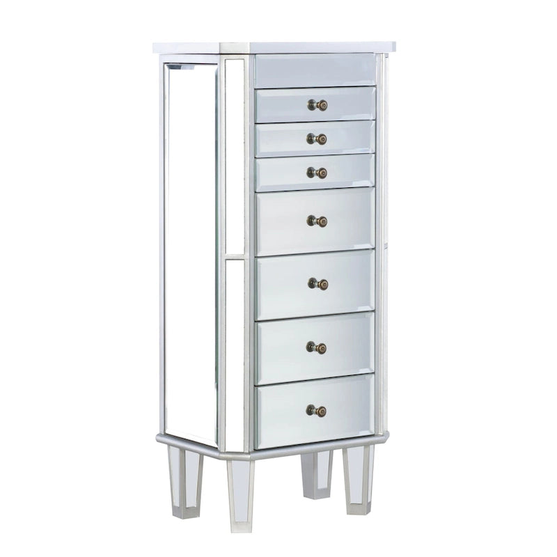 Verspiegelter Schmuckschrank mit 7 Schubladen - Silber