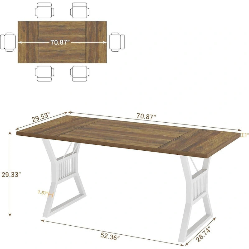 Metal Legs Kitchen Dining Table for 4 to 6 People