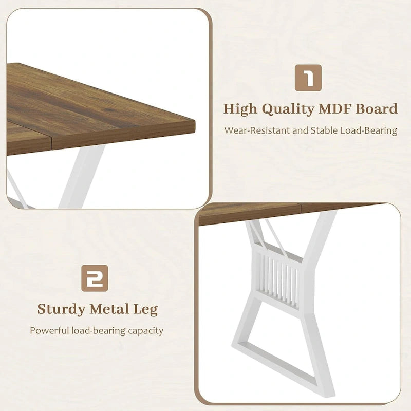 Metal Legs Kitchen Dining Table for 4 to 6 People