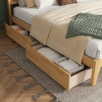 Kingsize-Plattformbett mit Rattan-Kopfteil und zwei Aufbewahrungsschubladen