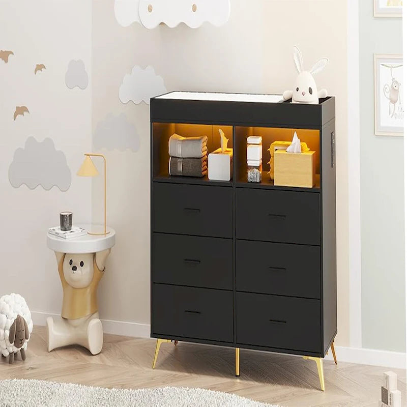 Cassettiera a 6 cassetti con piano rimovibile per il cambio del bambino
