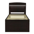 Twin XL Platform Bed with LED Headboard, Trundle and Storage Drawers