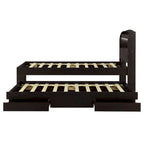 Twin XL Platform Bed with LED Headboard, Trundle and Storage Drawers