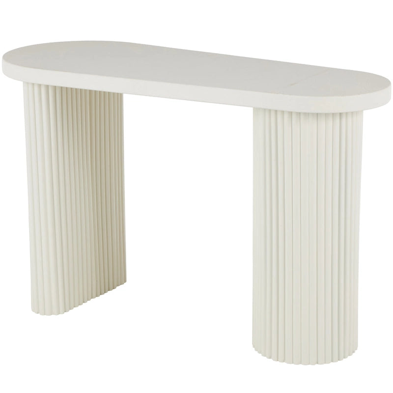 Metal Handmade Oval Console Table with Ribbed Legs - White - Roche River Decor