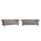 Chesterfield-Sofa mit gerafften geschwungenen Armlehnen