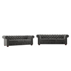 Chesterfield-Sofa mit gerafften geschwungenen Armlehnen