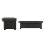 Chesterfield-Sofa mit gerafften geschwungenen Armlehnen