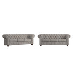 Chesterfield-Sofa mit gerafften geschwungenen Armlehnen