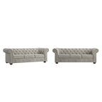 Chesterfield-Sofa mit gerafften geschwungenen Armlehnen