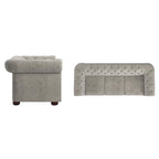 Chesterfield-Sofa mit gerafften geschwungenen Armlehnen