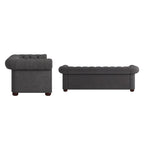 Chesterfield-Sofa mit gerafften geschwungenen Armlehnen