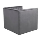 Draaibare fauteuil met channel-tufting van grijs fluweel