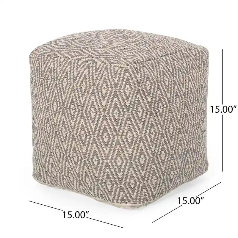 Handgefertigter Würfel-Pouf aus Baumwolle