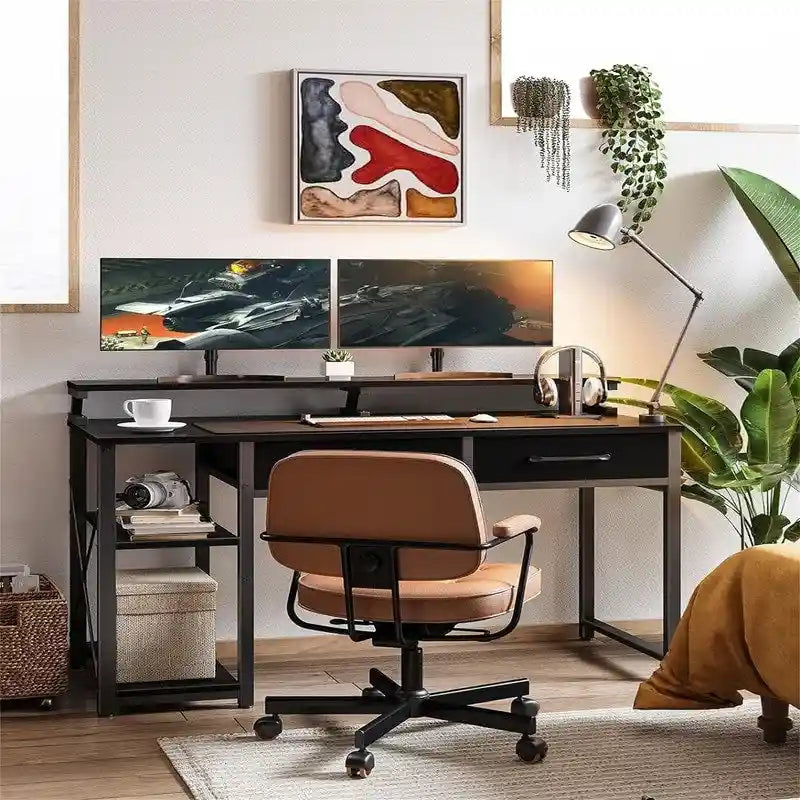 Computerschreibtisch mit Schubladen und Monitorablage