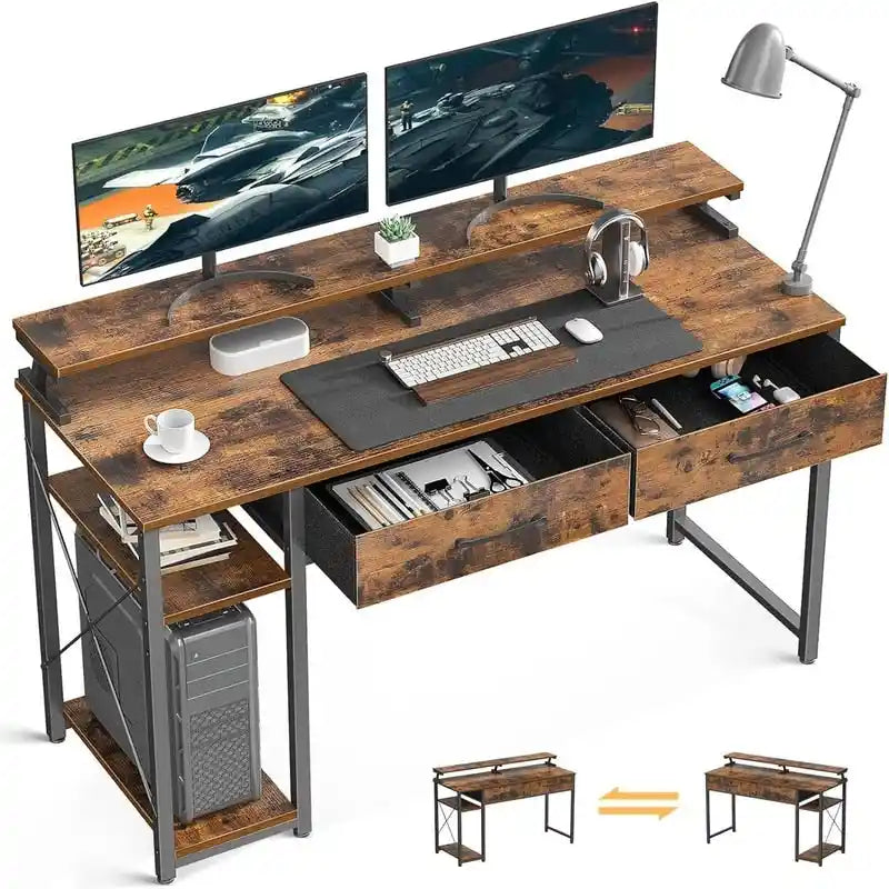 Computerschreibtisch mit Schubladen und Monitorablage