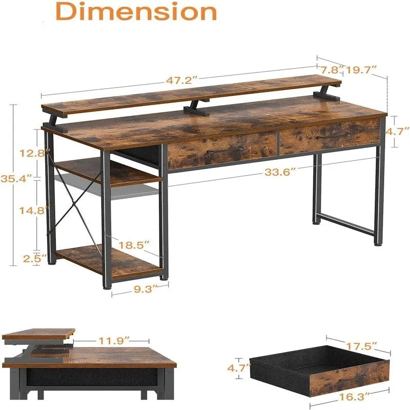 Computerschreibtisch mit Schubladen und Monitorablage
