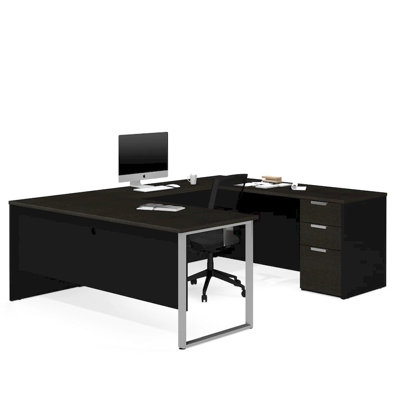U-förmiger Büroschreibtisch mit Standcontainer und Aktenschubladen