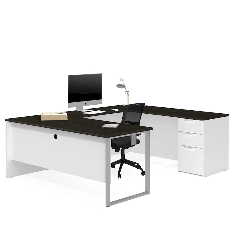 U-förmiger Büroschreibtisch mit Standcontainer und Aktenschubladen