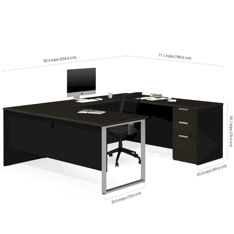 U-förmiger Büroschreibtisch mit Standcontainer und Aktenschubladen