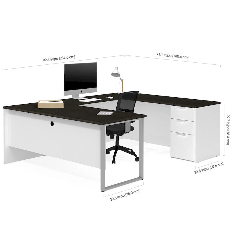 Biurko biurowe w kształcie litery U z kontenerem i szufladami na dokumenty