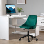Silla de oficina de respaldo medio, asiento giratorio de tela de terciopelo con diseño festoneado para oficina en casa o dormitorio