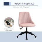 Silla de oficina de respaldo medio, asiento giratorio de tela de terciopelo con diseño festoneado para oficina en casa o dormitorio