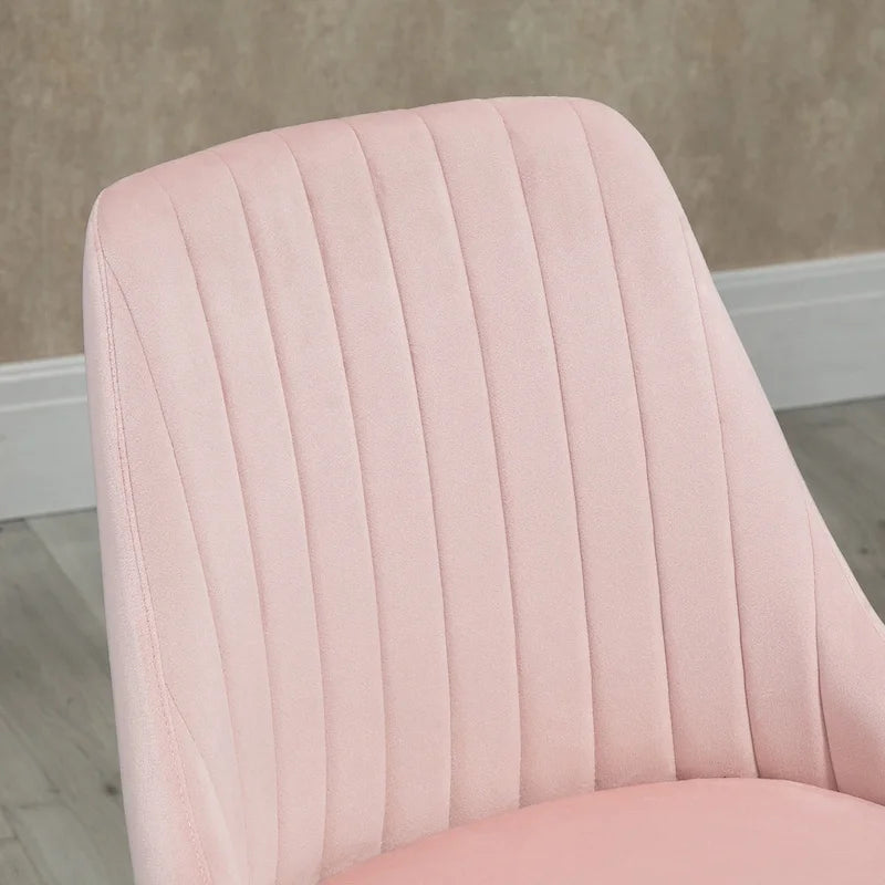 Silla de oficina de respaldo medio, asiento giratorio de tela de terciopelo con diseño festoneado para oficina en casa o dormitorio