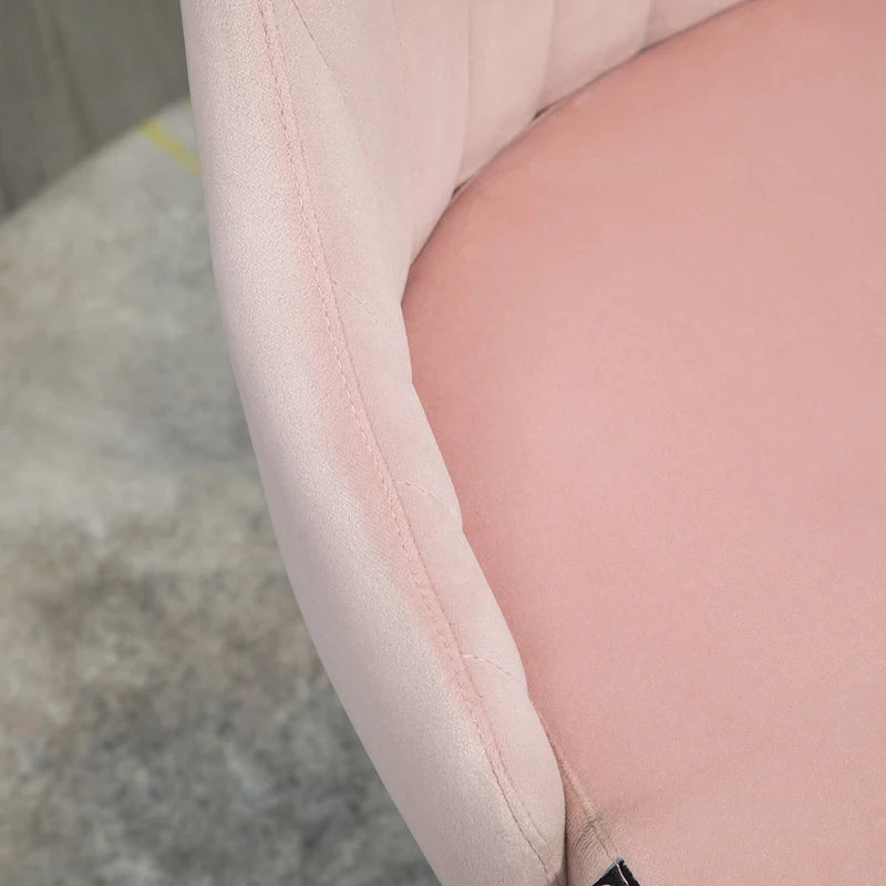 Silla de oficina de respaldo medio, asiento giratorio de tela de terciopelo con diseño festoneado para oficina en casa o dormitorio
