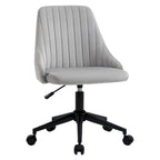 Silla de oficina de respaldo medio, asiento giratorio de tela de terciopelo con diseño festoneado para oficina en casa o dormitorio