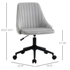Silla de oficina de respaldo medio, asiento giratorio de tela de terciopelo con diseño festoneado para oficina en casa o dormitorio