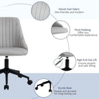 Silla de oficina de respaldo medio, asiento giratorio de tela de terciopelo con diseño festoneado para oficina en casa o dormitorio