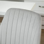 Silla de oficina de respaldo medio, asiento giratorio de tela de terciopelo con diseño festoneado para oficina en casa o dormitorio
