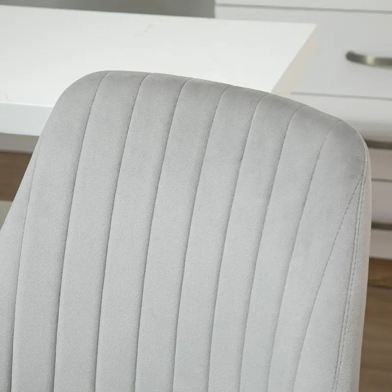 Silla de oficina de respaldo medio, asiento giratorio de tela de terciopelo con diseño festoneado para oficina en casa o dormitorio