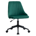 Silla de oficina de respaldo medio, asiento giratorio de tela de terciopelo con diseño festoneado para oficina en casa o dormitorio
