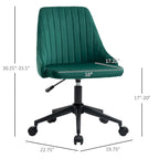 Silla de oficina de respaldo medio, asiento giratorio de tela de terciopelo con diseño festoneado para oficina en casa o dormitorio