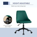 Silla de oficina de respaldo medio, asiento giratorio de tela de terciopelo con diseño festoneado para oficina en casa o dormitorio
