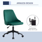 Silla de oficina de respaldo medio, asiento giratorio de tela de terciopelo con diseño festoneado para oficina en casa o dormitorio