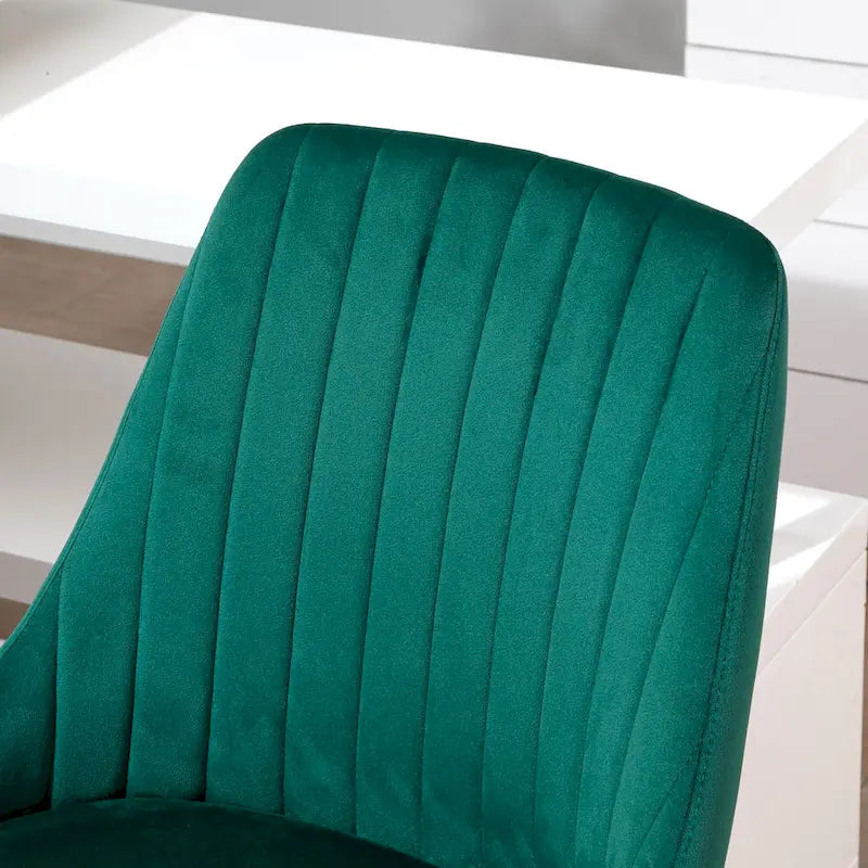 Silla de oficina de respaldo medio, asiento giratorio de tela de terciopelo con diseño festoneado para oficina en casa o dormitorio