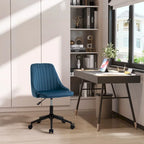 Silla de oficina de respaldo medio, asiento giratorio de tela de terciopelo con diseño festoneado para oficina en casa o dormitorio