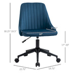 Silla de oficina de respaldo medio, asiento giratorio de tela de terciopelo con diseño festoneado para oficina en casa o dormitorio