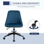 Silla de oficina de respaldo medio, asiento giratorio de tela de terciopelo con diseño festoneado para oficina en casa o dormitorio