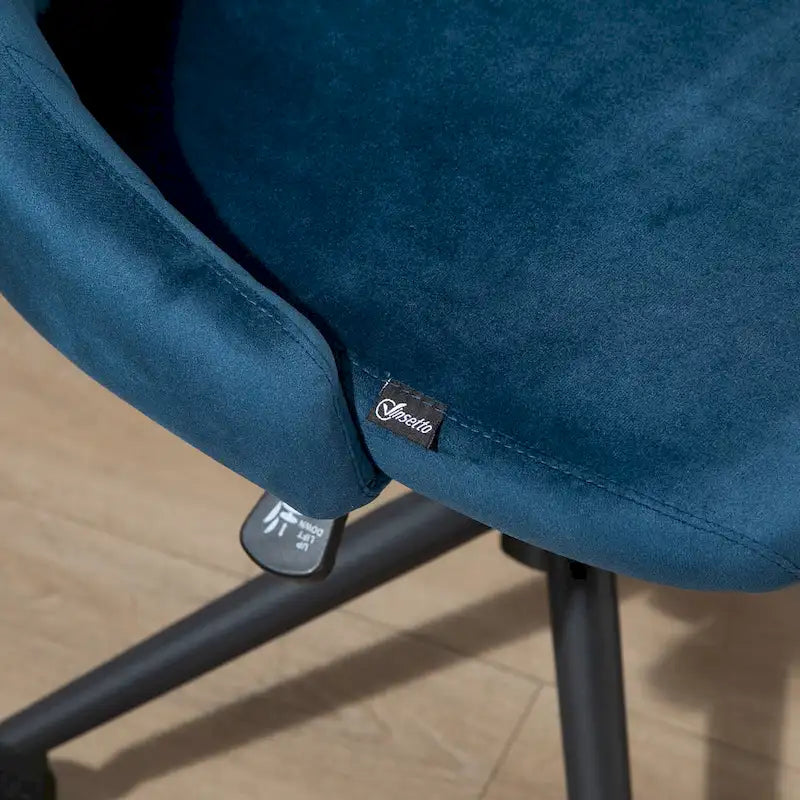 Silla de oficina de respaldo medio, asiento giratorio de tela de terciopelo con diseño festoneado para oficina en casa o dormitorio