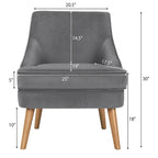 Samt-Akzentsessel mit Holzbeinen - 27 x 25 x 30 in