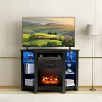 Eck-TV-Ständer mit elektrischem Kamin und LED-Beleuchtung, 45 x 22 x 30 Inches