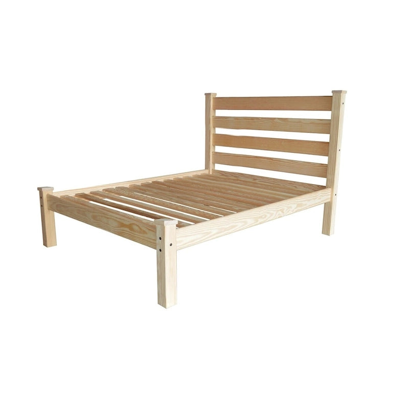 Unfertiges Queensize-Podiumbett aus massivem Kiefernholz