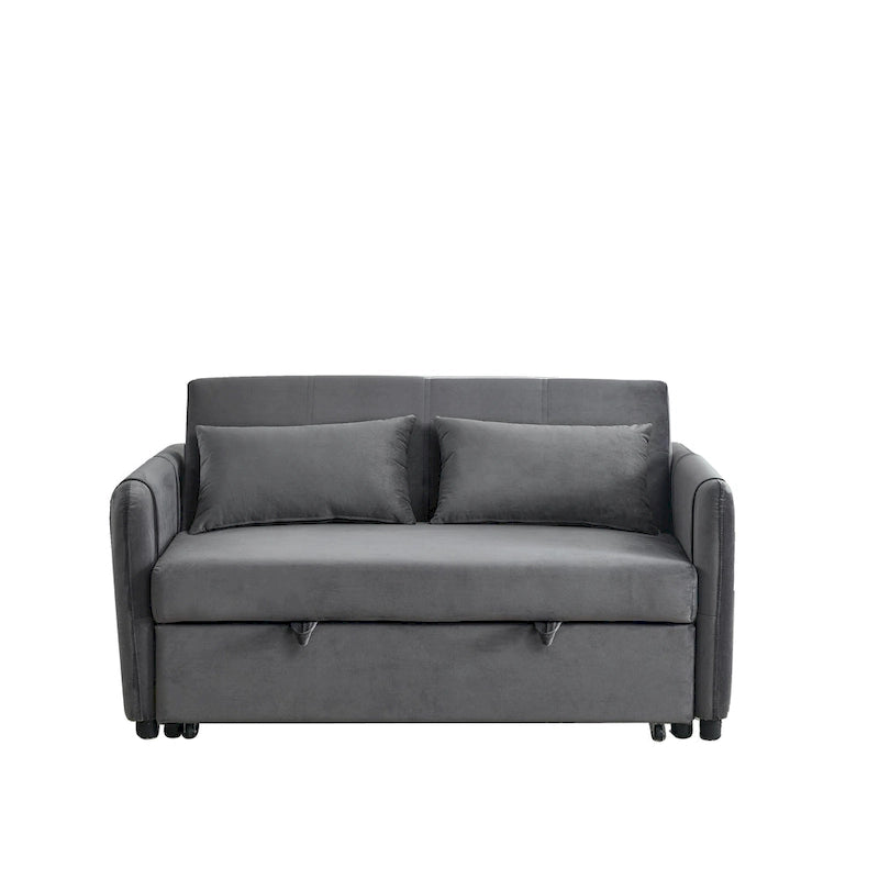 Doppelsitzer-Samtsofa mit verstellbarer Rückenlehne und ausziehbarem Bett