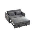 Doppelsitzer-Samtsofa mit verstellbarer Rückenlehne und ausziehbarem Bett